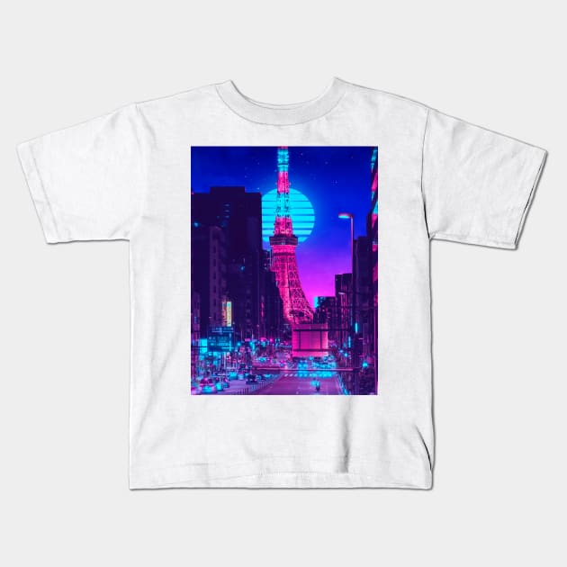 Tokyo tower Kids T-Shirt by funglazie